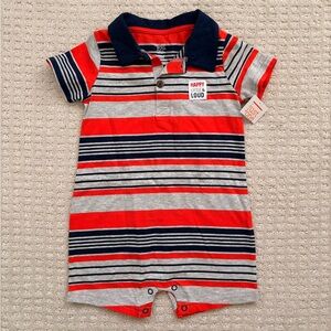 Carter's Navy and Red Striped Baby Romper